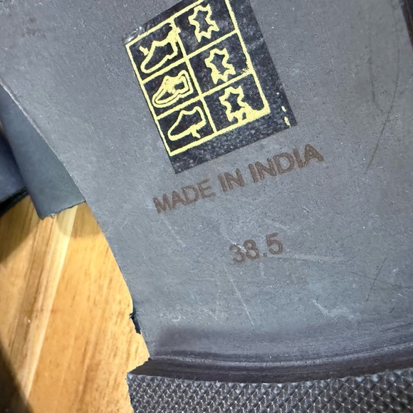 Free People Verona Slide Sandals Black Suede Leather Topstitch Detail Size 38.5 - Picture 11 of 12